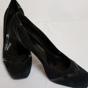 Frano Sarto Womens Black Suede Pumps size 7